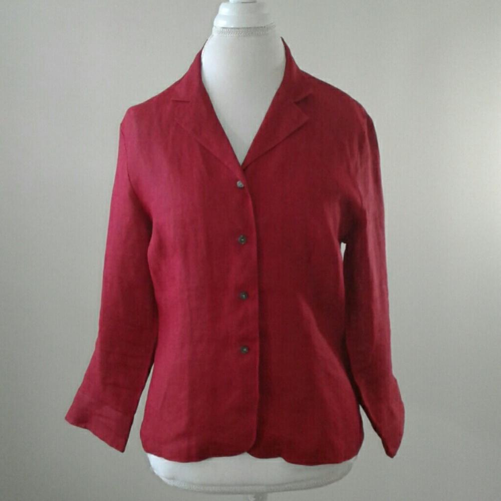 Talbots Woman's 100% linen blouse, red, sz. 12